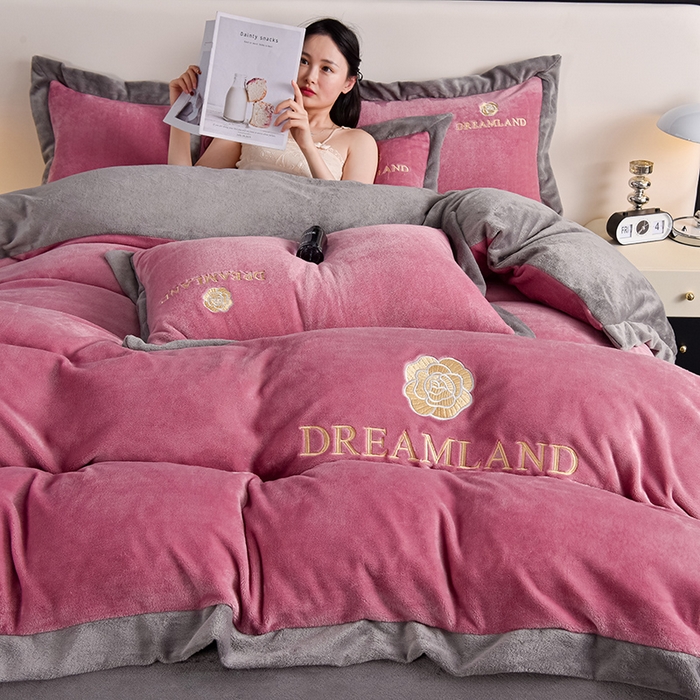 （总）云恋家纺 2025新款加厚刺绣牛奶绒四件套--梦想款