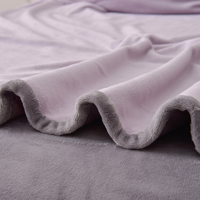 91家纺网 家纺一手货源 找家纺 云恋家纺 加厚牛奶绒四件套简约双面加绒被套罩床单双人家用冬季法兰绒--简约款 简约-紫拼灰