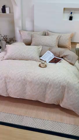 91家纺网 家纺一手货源 找家纺 雲归梦 2025新款纯棉加厚磨毛多规格磨毛四件套阿华田-咖