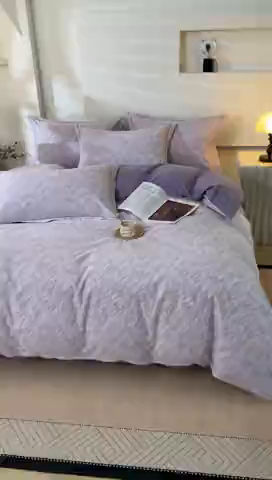 91家纺网 家纺一手货源 找家纺 雲归梦 2025新款纯棉加厚磨毛多规格磨毛四件套阿华田-紫