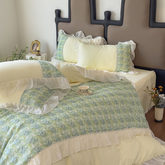 91家纺网 家纺一手货源 找家纺 （总）鼎丰家纺 2025新款法式高定雪纺花边四件套（提供买家秀）