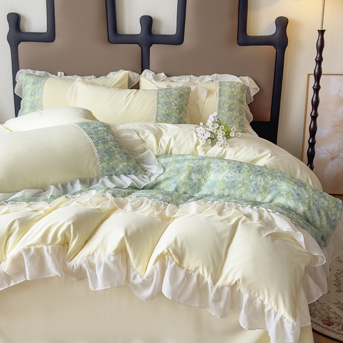 91家纺网 家纺一手货源 找家纺 （总）鼎丰家纺 2025新款法式高定雪纺花边四件套（提供买家秀）