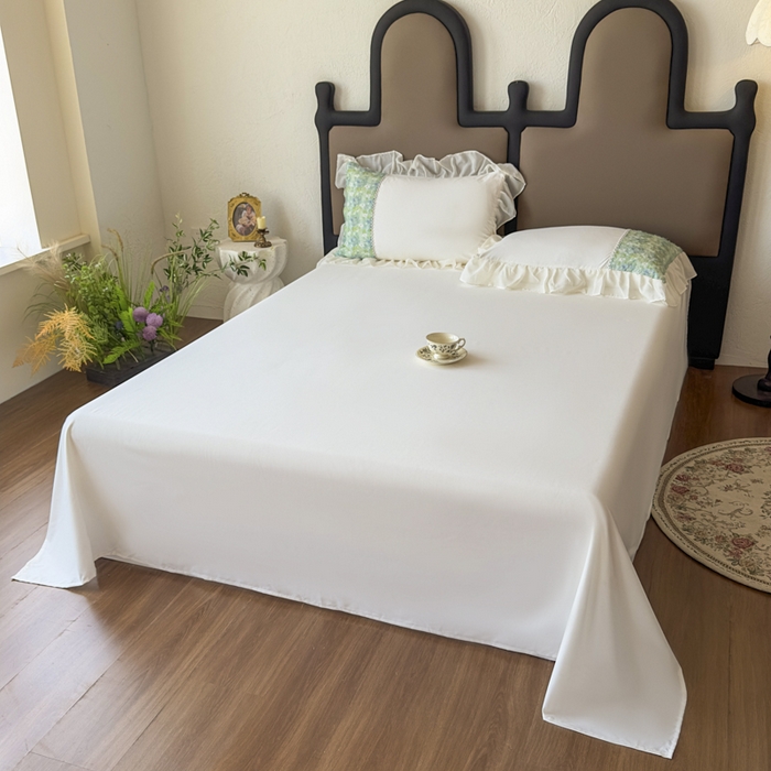 91家纺网 家纺一手货源 找家纺 鼎丰家纺 2025新款法式高定雪纺花边四件套（提供买家秀） 绿野雏语-奶白