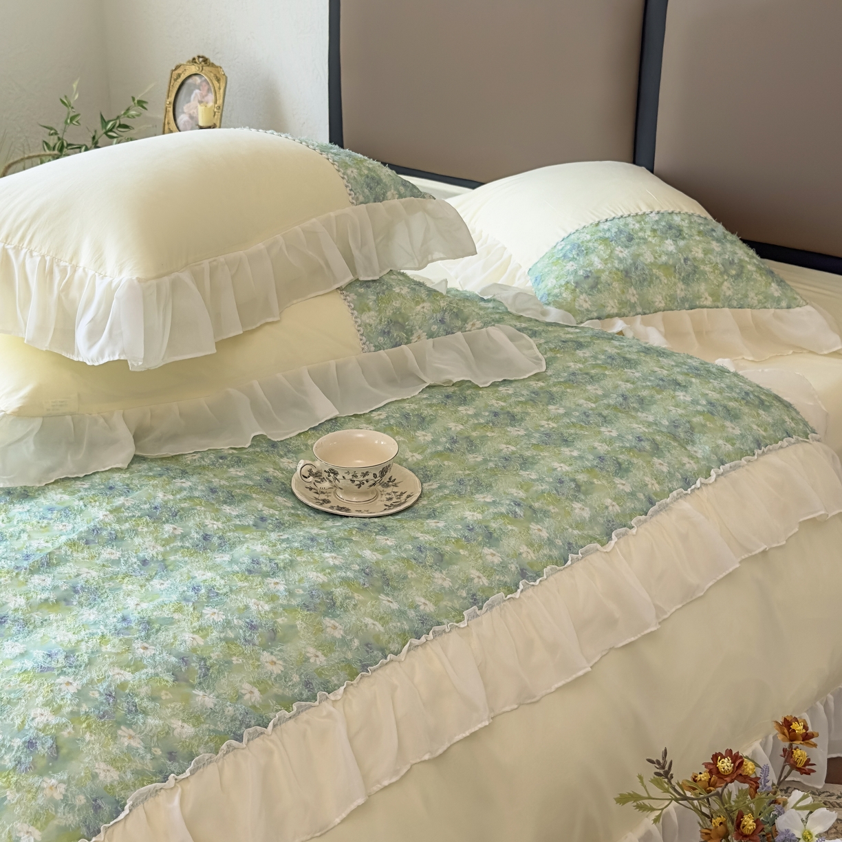 91家纺网 家纺一手货源 找家纺 （总）鼎丰家纺 2025新款法式高定雪纺花边四件套（提供买家秀）