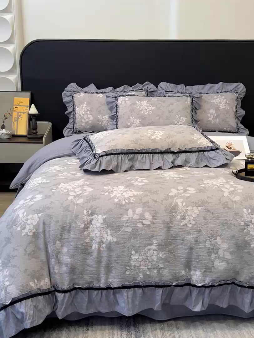 91家纺网 家纺一手货源 找家纺 （总）玉海棠家纺 2025新款法式花边棉麻四件套