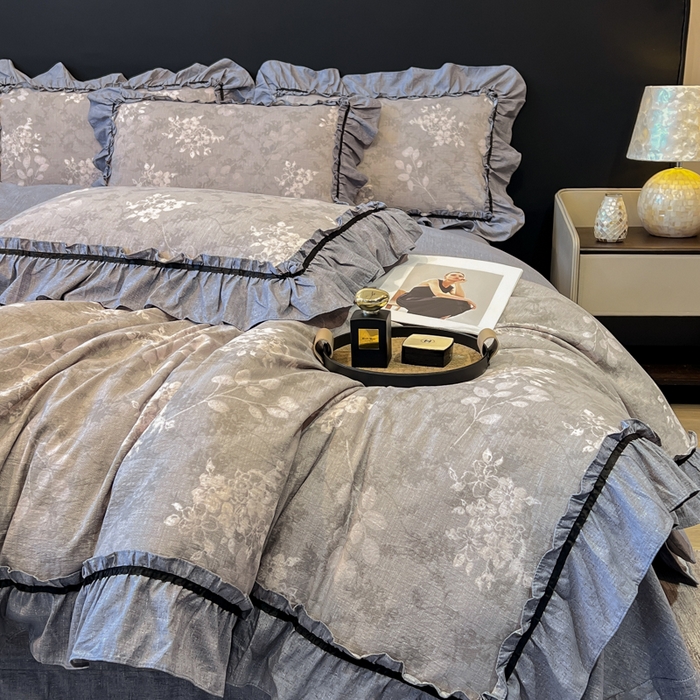 91家纺网 家纺一手货源 找家纺 （总）玉海棠家纺 2025新款法式花边棉麻四件套