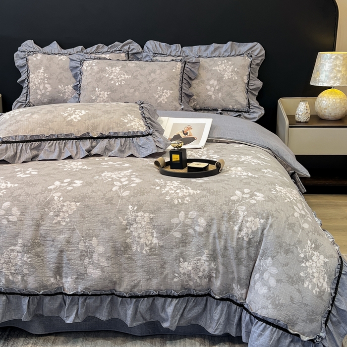 91家纺网 家纺一手货源 找家纺 （总）玉海棠家纺 2025新款法式花边棉麻四件套