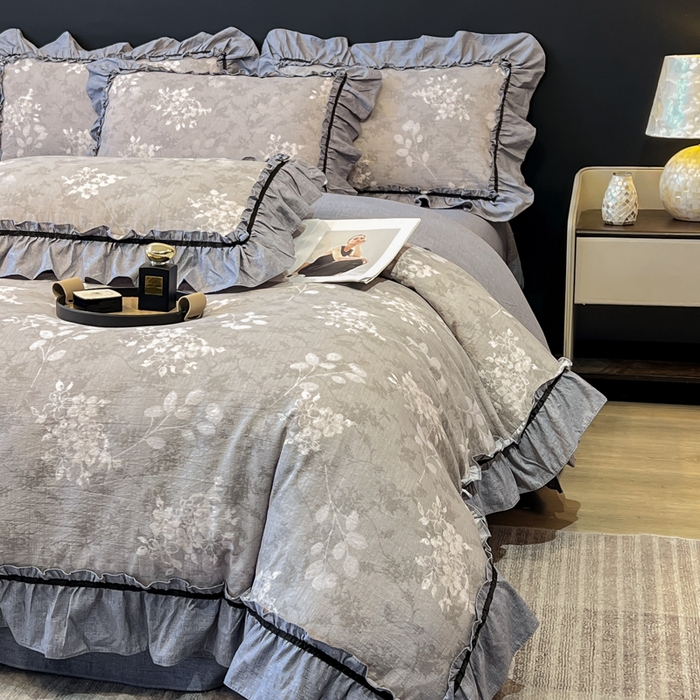 91家纺网 家纺一手货源 找家纺 （总）玉海棠家纺 2025新款法式花边棉麻四件套