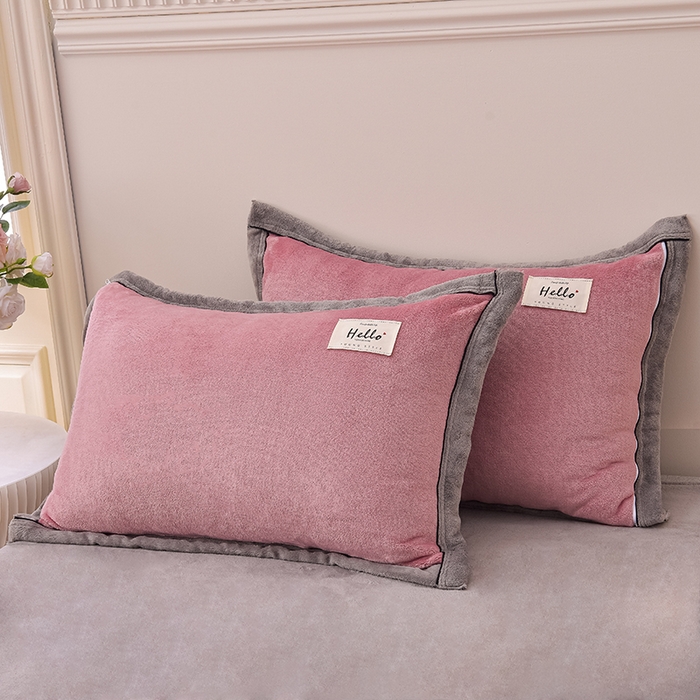 91家纺网 家纺一手货源 找家纺 云恋家纺 纯色双面绒牛奶绒床上用品四件套加厚绒法兰绒床笠被套罩床单双人 青春-豆沙灰