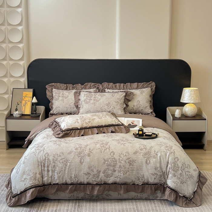 91家纺网 家纺一手货源 找家纺 （总）玉海棠家纺 2025新款法式花边棉麻四件套