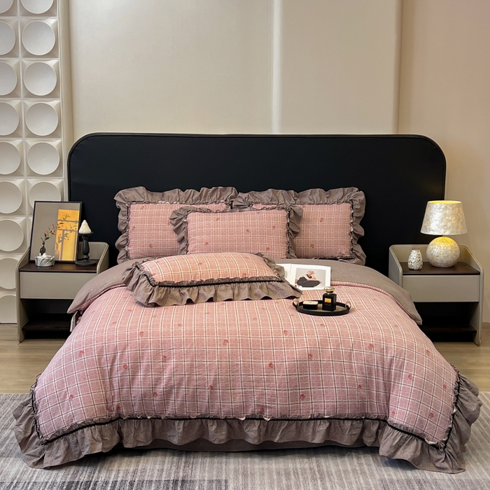 91家纺网 家纺一手货源 找家纺 （总）玉海棠家纺 2025新款法式花边棉麻四件套