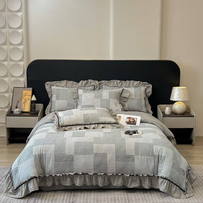 91家纺网 家纺一手货源 找家纺 （总）玉海棠家纺 2025新款法式花边棉麻四件套