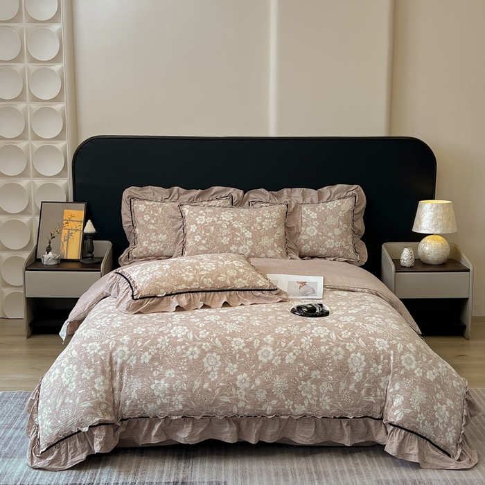 91家纺网 家纺一手货源 找家纺 （总）玉海棠家纺 2025新款法式花边棉麻四件套