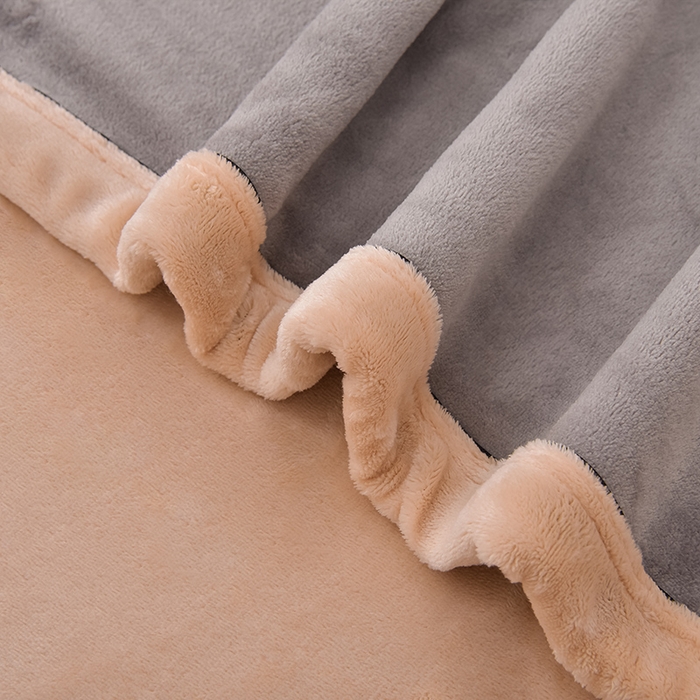 91家纺网 家纺一手货源 找家纺 云恋家纺 纯色双面绒牛奶绒床上用品四件套加厚绒法兰绒床笠被套罩床单双人 青春-灰拼金