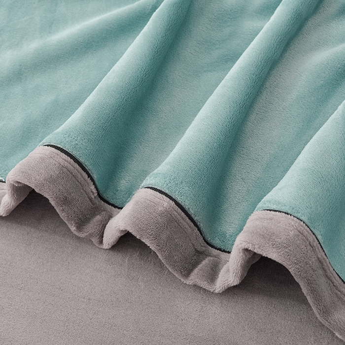 91家纺网 家纺一手货源 找家纺 云恋家纺 纯色双面绒牛奶绒床上用品四件套加厚绒法兰绒床笠被套罩床单双人 青春-蓝拼灰