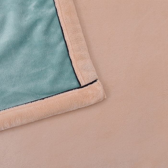 91家纺网 家纺一手货源 找家纺 云恋家纺 纯色双面绒牛奶绒床上用品四件套加厚绒法兰绒床笠被套罩床单双人 青春-蓝拼金