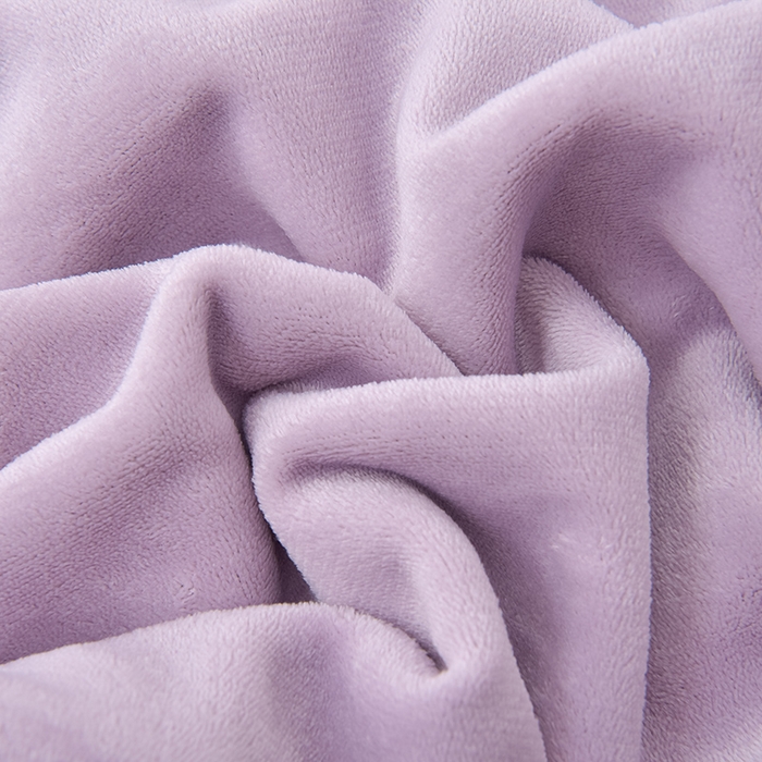 91家纺网 家纺一手货源 找家纺 云恋家纺 纯色双面绒牛奶绒床上用品四件套加厚绒法兰绒床笠被套罩床单双人 青春-紫拼灰