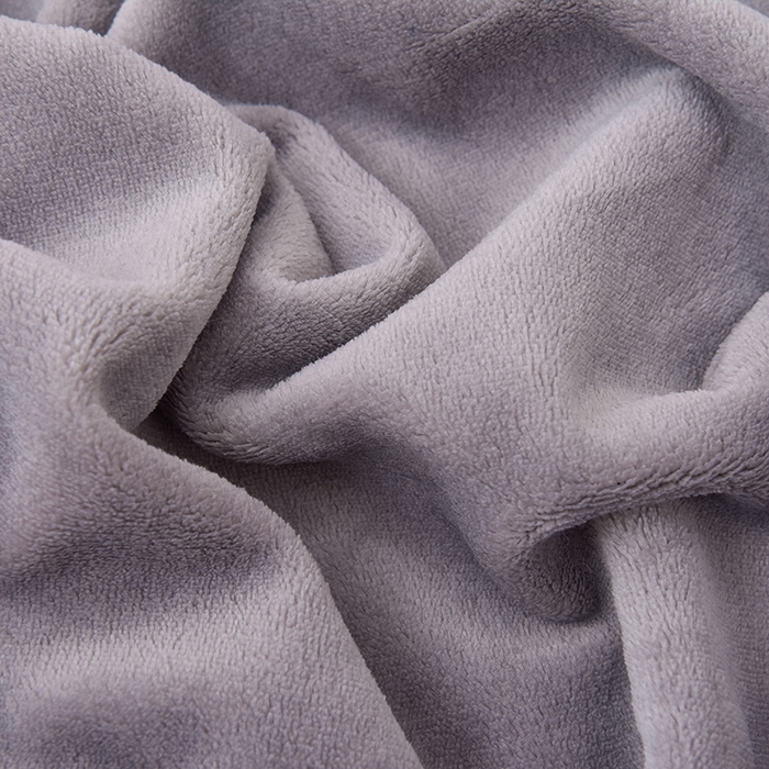 91家纺网 家纺一手货源 找家纺 云恋家纺 纯色双面绒牛奶绒床上用品四件套加厚绒法兰绒床笠被套罩床单双人 青春-紫拼灰