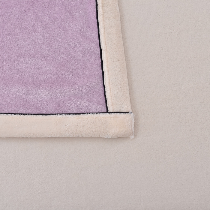 91家纺网 家纺一手货源 找家纺 云恋家纺 纯色双面绒牛奶绒床上用品四件套加厚绒法兰绒床笠被套罩床单双人 青春-紫拼米