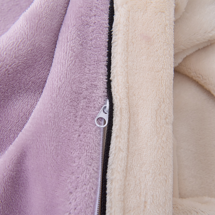 91家纺网 家纺一手货源 找家纺 云恋家纺 纯色双面绒牛奶绒床上用品四件套加厚绒法兰绒床笠被套罩床单双人 青春-紫拼米