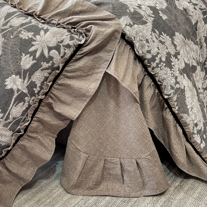 91家纺网 家纺一手货源 找家纺 玉海棠家纺 2025新款法式花边棉麻四件套 鎏金旧梦