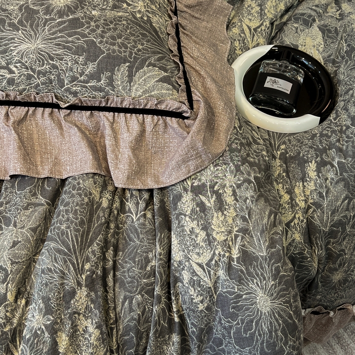 91家纺网 家纺一手货源 找家纺 玉海棠家纺 2025新款法式花边棉麻四件套 迷迭花园