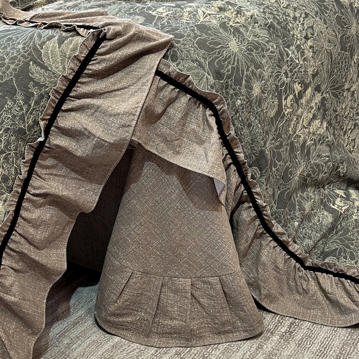 91家纺网 家纺一手货源 找家纺 玉海棠家纺 2025新款法式花边棉麻四件套 迷迭花园