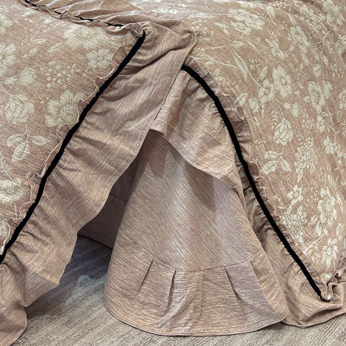 91家纺网 家纺一手货源 找家纺 玉海棠家纺 2025新款法式花边棉麻四件套 莫问