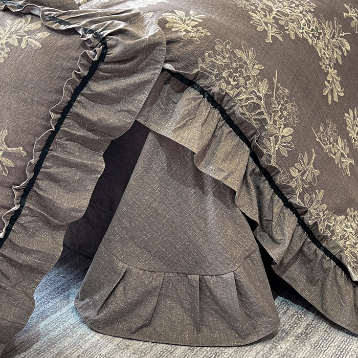 91家纺网 家纺一手货源 找家纺 玉海棠家纺 2025新款法式花边棉麻四件套 暮色迷情