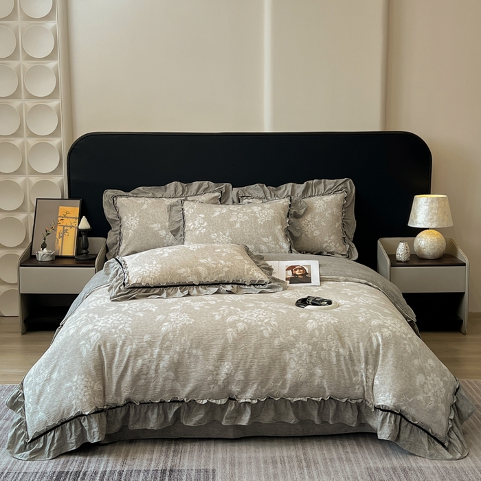 玉海棠家纺 2025新款法式花边棉麻四件套 森与集