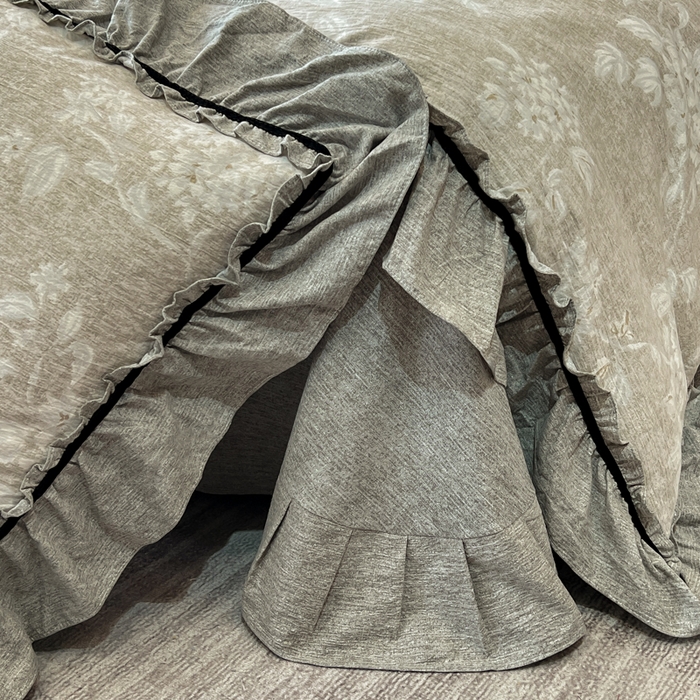 91家纺网 家纺一手货源 找家纺 玉海棠家纺 2025新款法式花边棉麻四件套 森与集