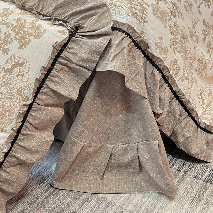 91家纺网 家纺一手货源 找家纺 玉海棠家纺 2025新款法式花边棉麻四件套 森韵