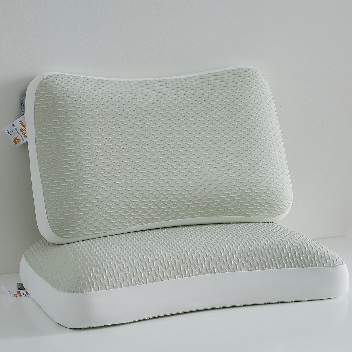 91家纺网 家纺一手货源 找家纺 鼎盛乳胶 2025新款炫彩生物基枕头枕芯 绿