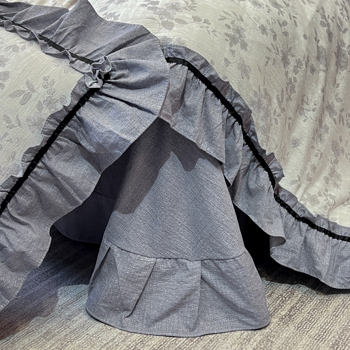 91家纺网 家纺一手货源 找家纺 玉海棠家纺 2025新款法式花边棉麻四件套 枝满园