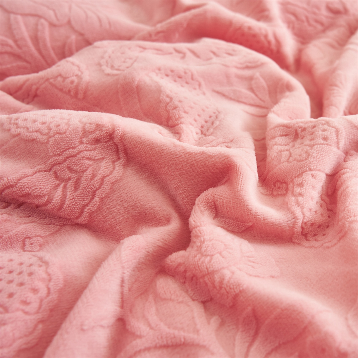 91家纺网 家纺一手货源 找家纺 恒爱家纺 2025新款牛奶绒纯色烂花四件套 雾绕山岚-豆沙