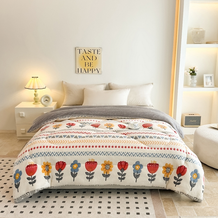 91家纺网 家纺一手货源 找家纺 畅销被业2025新款加厚保暖雪花绒冬被春秋被被子被芯（跨境）波西米亚