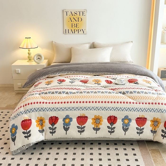 91家纺网 家纺一手货源 找家纺 畅销被业2025新款加厚保暖雪花绒冬被春秋被被子被芯（跨境）波西米亚