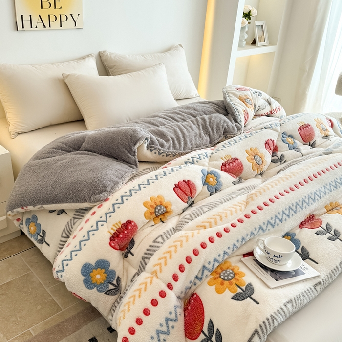 91家纺网 家纺一手货源 找家纺 畅销被业2025新款加厚保暖雪花绒冬被春秋被被子被芯（跨境）波西米亚