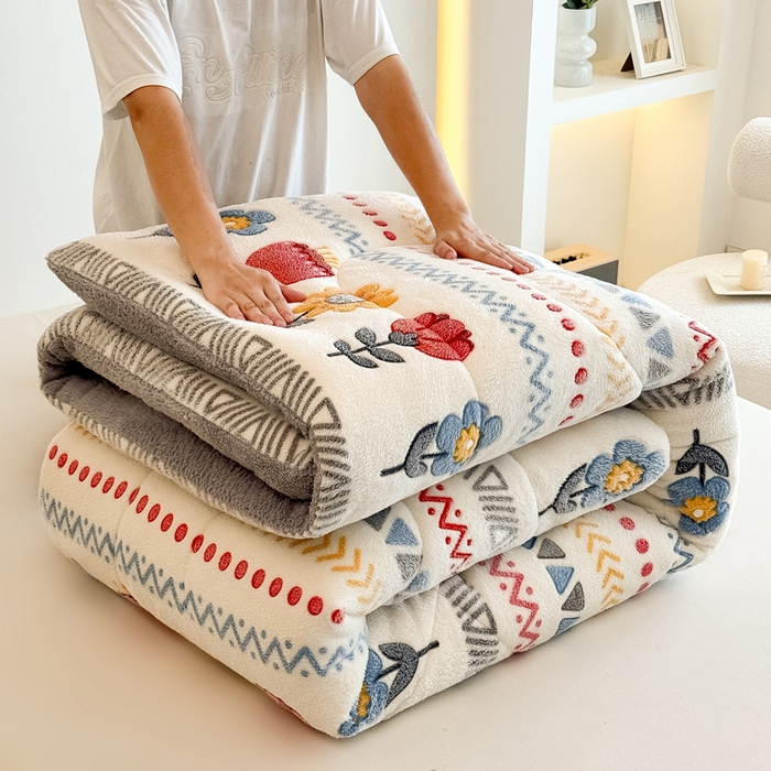 91家纺网 家纺一手货源 找家纺 畅销被业2025新款加厚保暖雪花绒冬被春秋被被子被芯（跨境）波西米亚,波西米亚