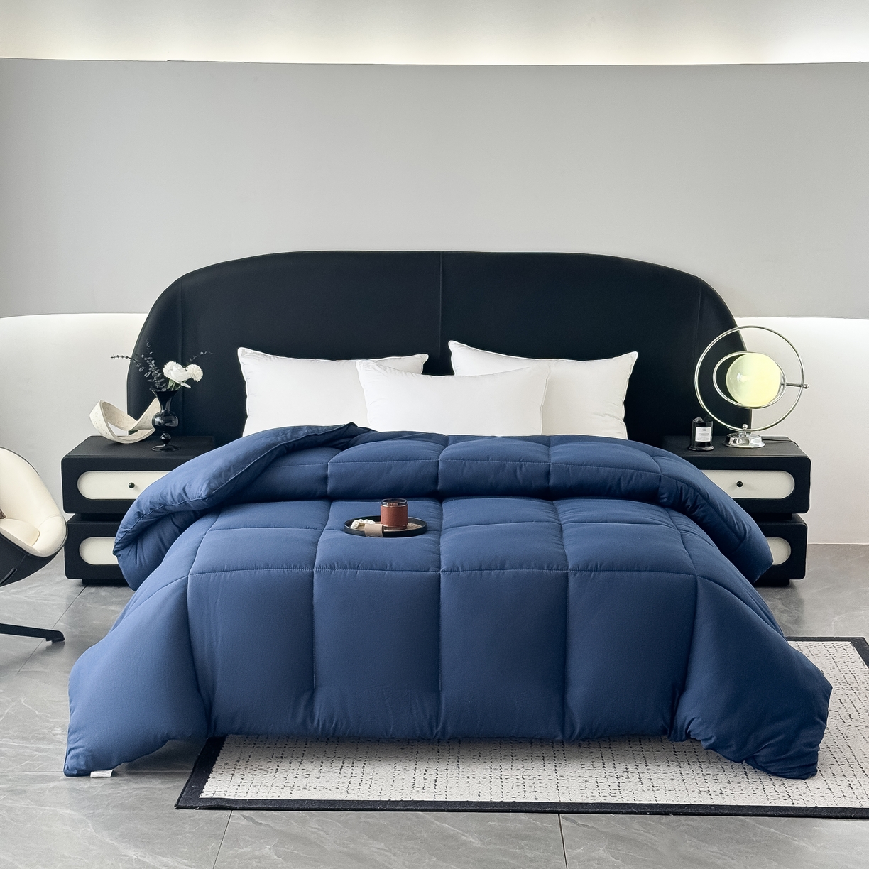 91家纺网 家纺一手货源 找家纺 畅销被业 跨境外贸2025新款磨毛四季被系列磨毛-蓝色