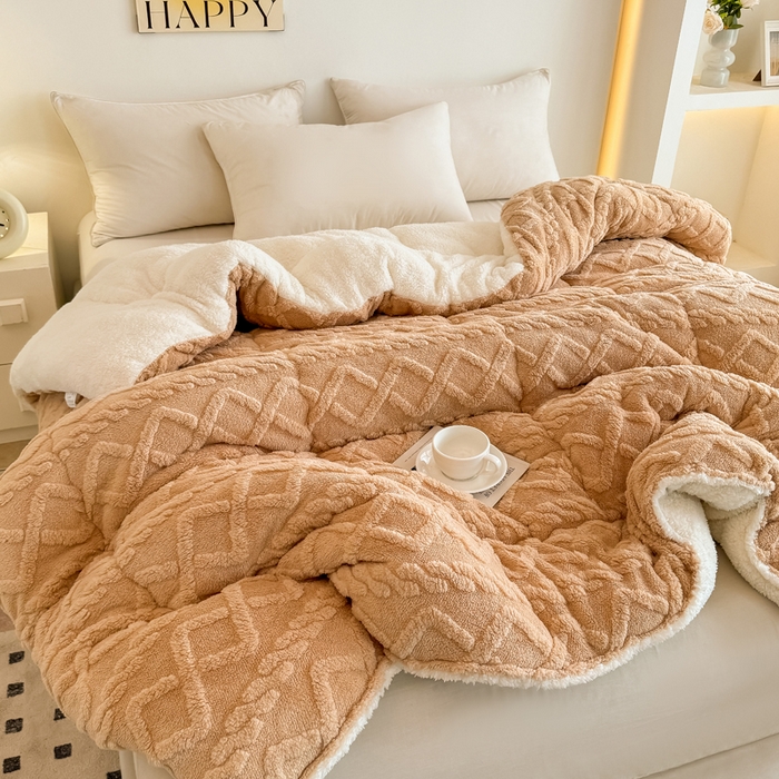 91家纺网 家纺一手货源 找家纺 畅销被业 2025新款塔芙绒冬被 塔芙绒-卡其