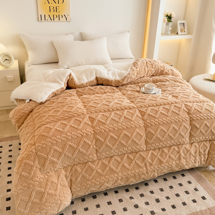 91家纺网 家纺一手货源 找家纺 畅销被业 2025新款塔芙绒冬被 塔芙绒-卡其