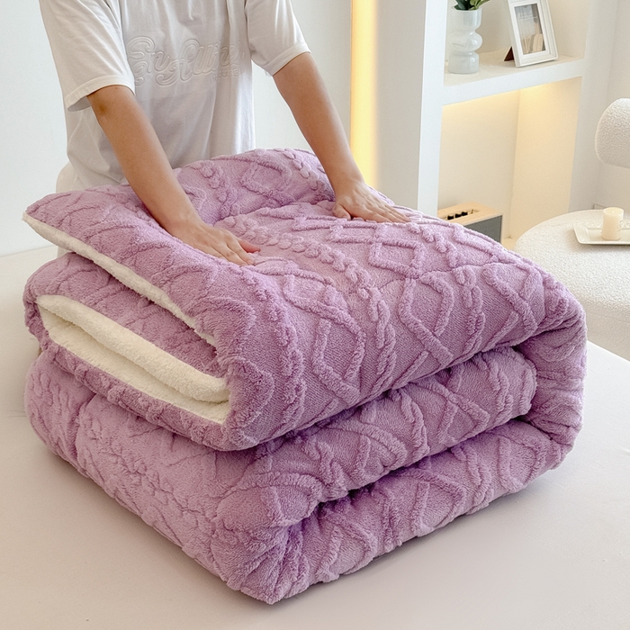 91家纺网 家纺一手货源 找家纺 畅销被业 2025新款塔芙绒冬被 塔芙绒-紫色