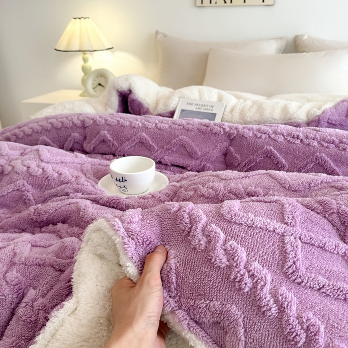 91家纺网 家纺一手货源 找家纺 畅销被业 2025新款塔芙绒冬被 塔芙绒-紫色
