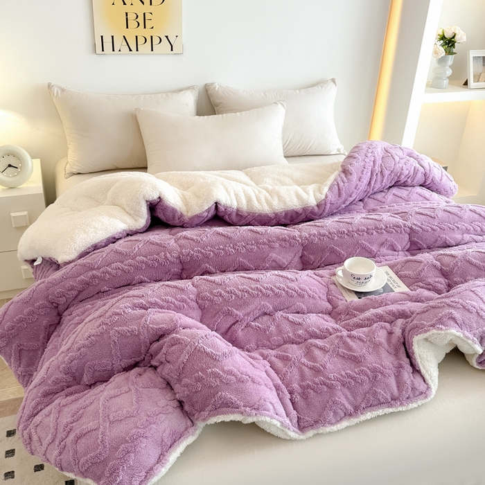 91家纺网 家纺一手货源 找家纺 畅销被业 2025新款塔芙绒冬被 塔芙绒-紫色