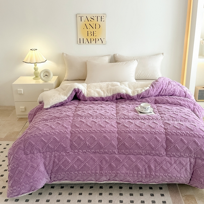 91家纺网 家纺一手货源 找家纺 畅销被业 2025新款塔芙绒冬被 塔芙绒-紫色