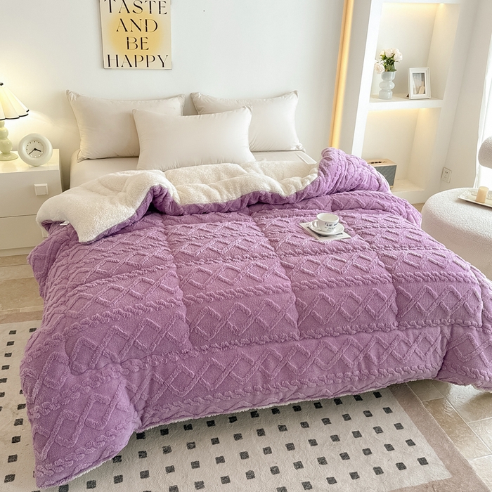 91家纺网 家纺一手货源 找家纺 畅销被业 2025新款塔芙绒冬被 塔芙绒-紫色
