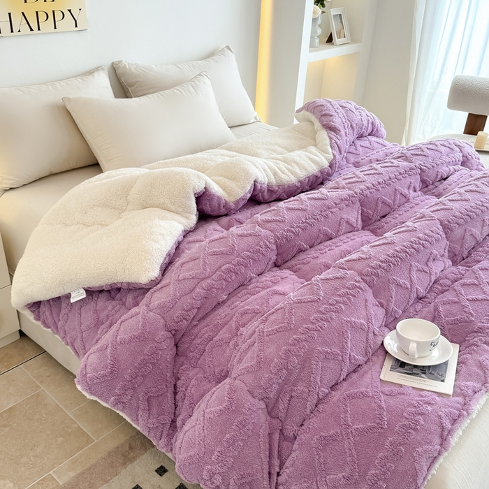 91家纺网 家纺一手货源 找家纺 畅销被业 2025新款塔芙绒冬被 塔芙绒-紫色