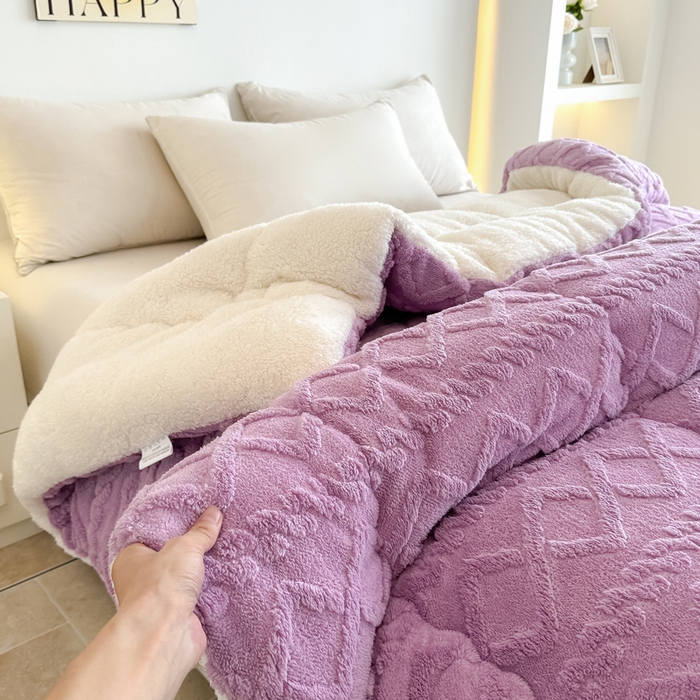 91家纺网 家纺一手货源 找家纺 畅销被业 2025新款塔芙绒冬被 塔芙绒-紫色
