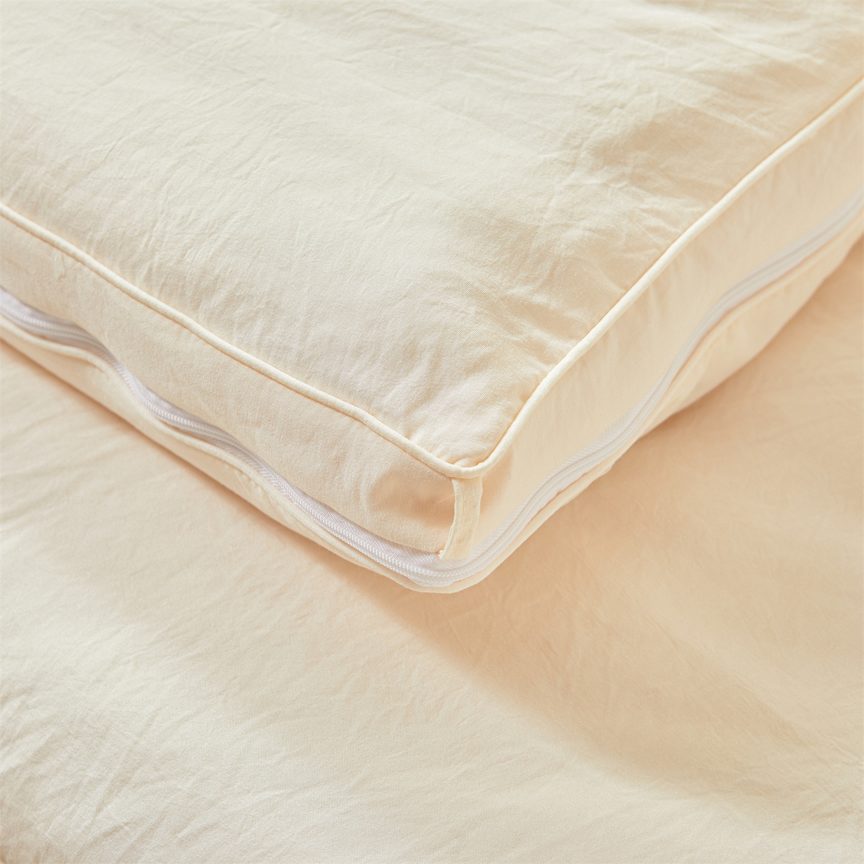 91家纺网 家纺一手货源 找家纺 逸居家纺 2025新款A类水洗棉立体边良品大豆被子母被 良品大豆子母被-奶油白